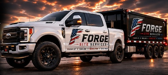 Official Forge Site Services Super Duty Truck and Triple Axle Dump Trailer